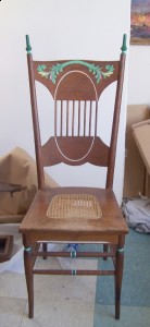 vintage oak pressed back chair